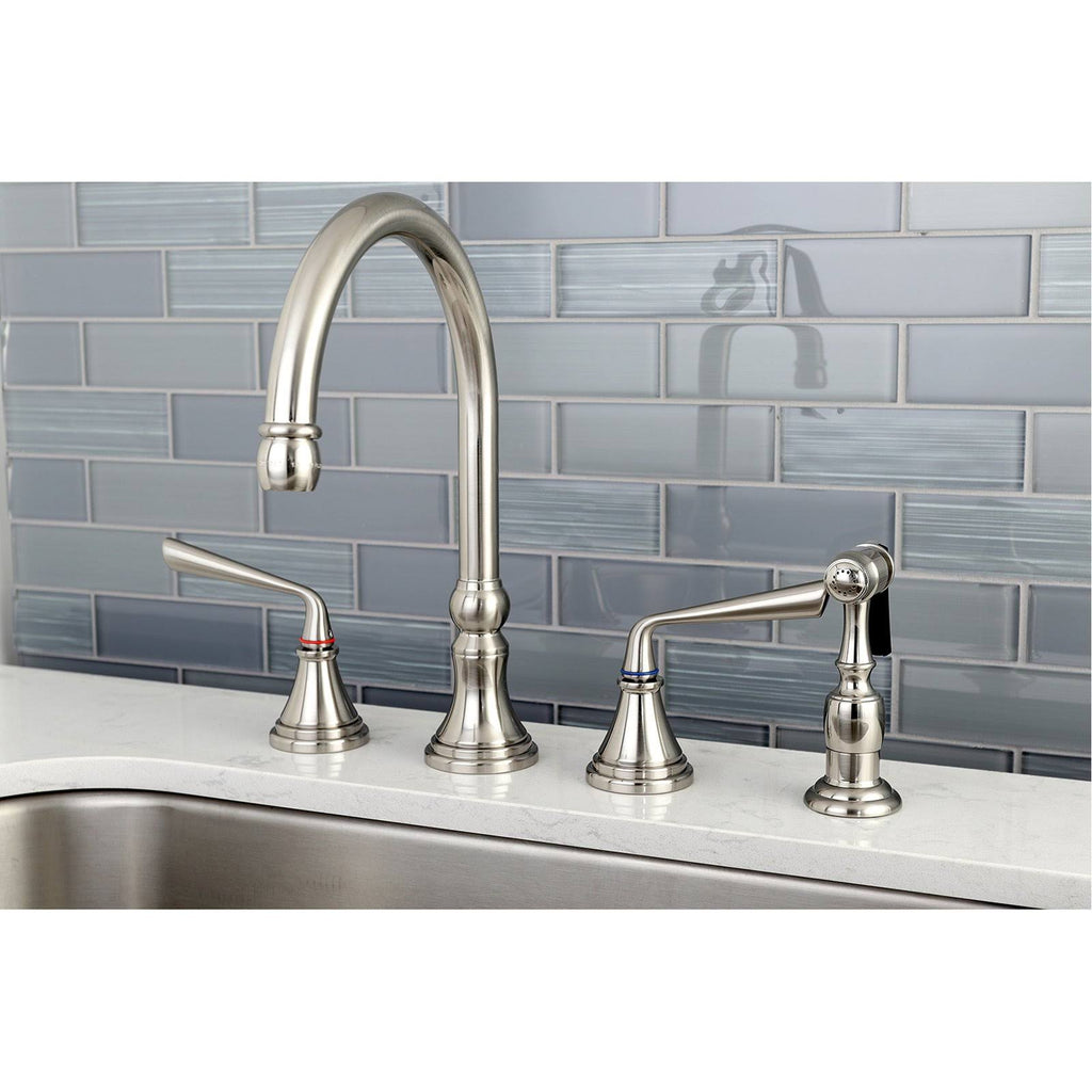 Polished Brass Widespread Kitchen Faucet with Sprayer F905338