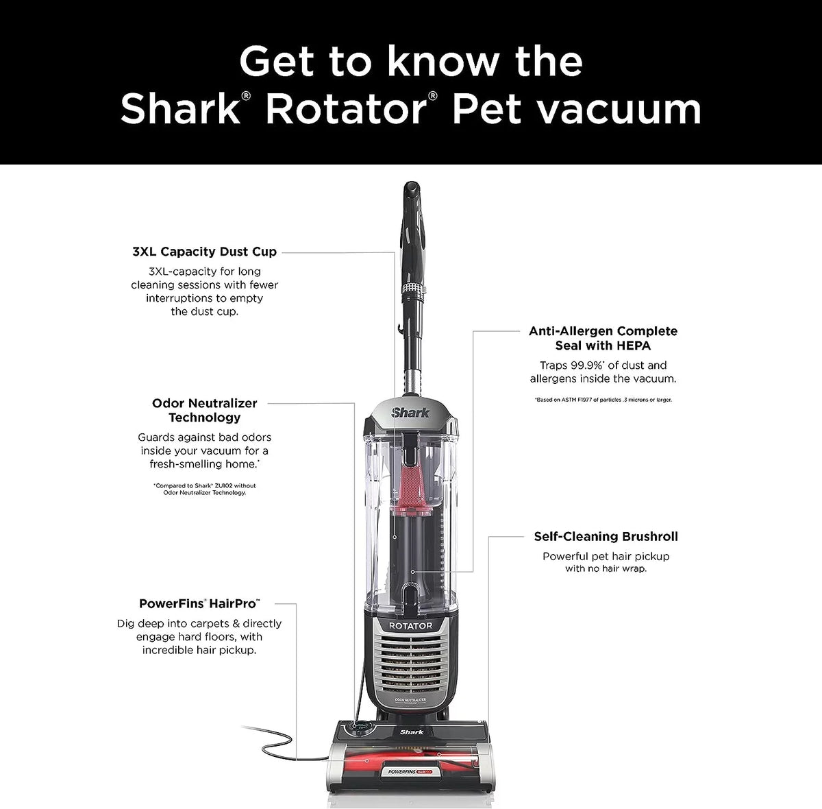 Charcoal Upright Vacuum with 2.9 L Dust Cup M5776