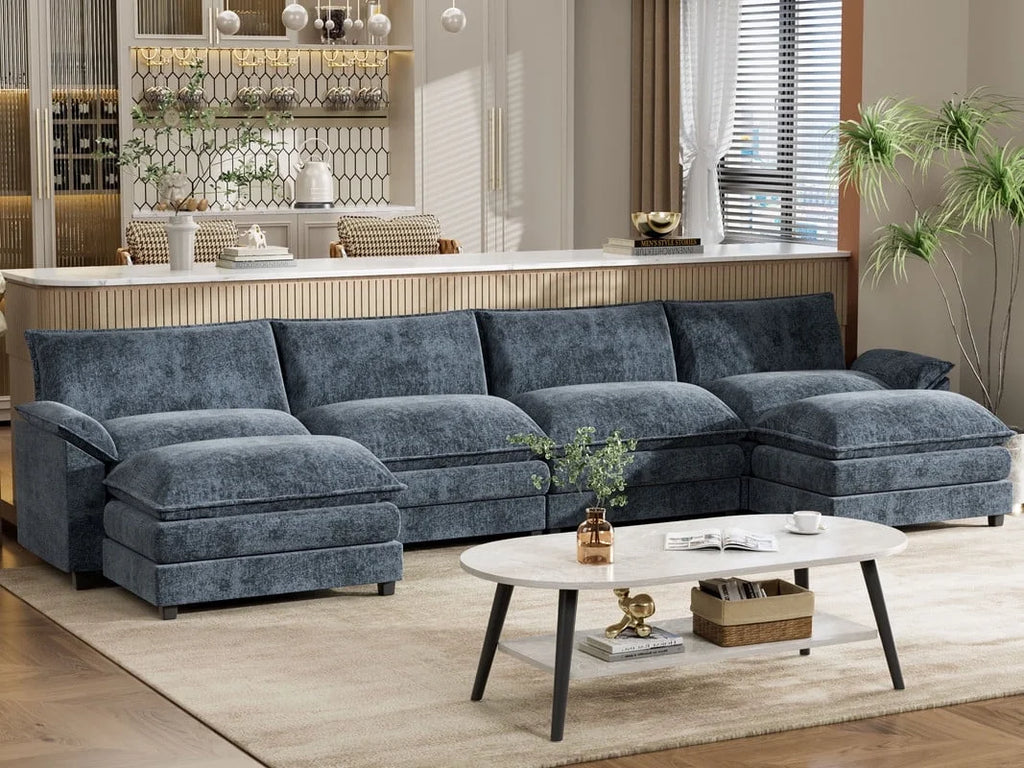 3 Seats L-Shaped Sectional Sofa with Movable Ottoman Z26519