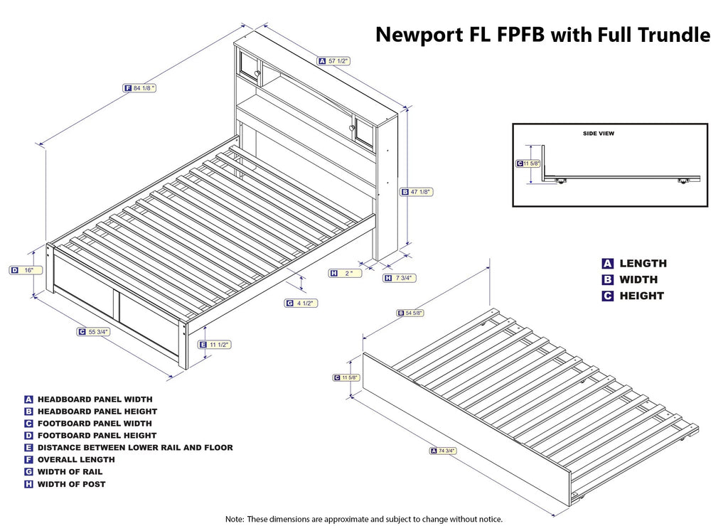 White Full Solid Wood Platform Bed with Footboard & Trundle T737