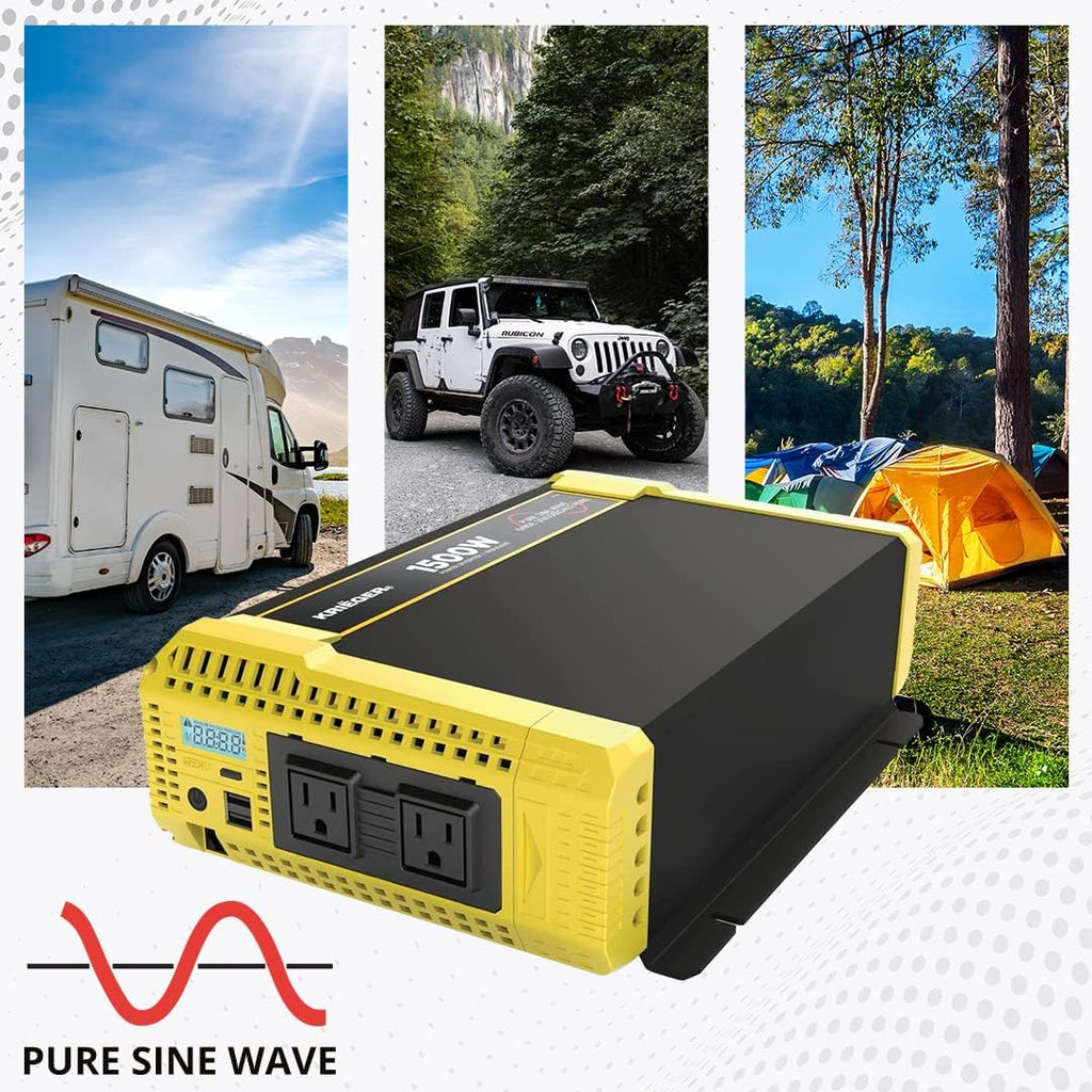 1500 Watt 12V Pure Sine Inverter with Dual AC Outlets & USB Z216
