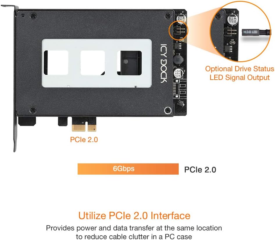 2.5" SATA SSD/HDD to PCIe 2.0 x1 Hot-Swap Mobile Rack for PCIe Expansion Slots, Pack of 2 A3066