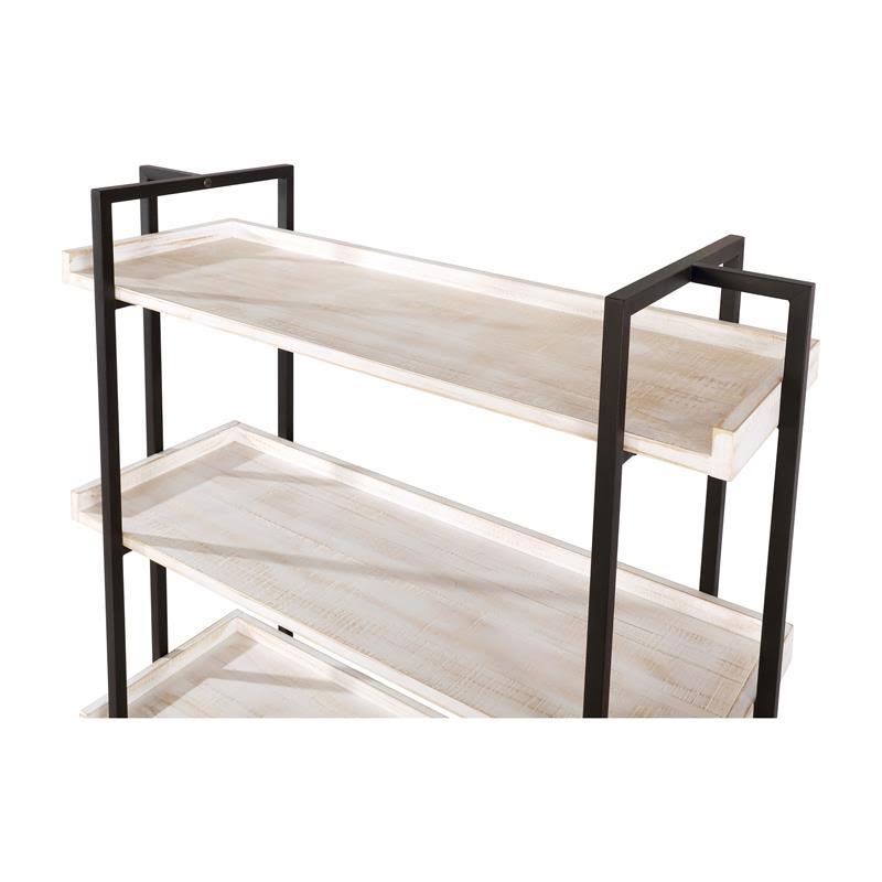 Contemporary Wood 5-Tier Bookcase in Antique White I53780
