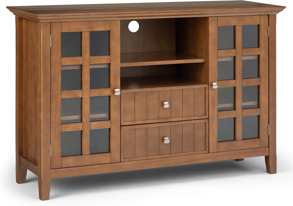 Black Solid Wood TV Media Stand with Storage Shelves and Cabinets J3823