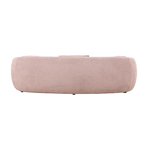 Brown Boucle Fabric 3-Seat Curved Sofa T4393