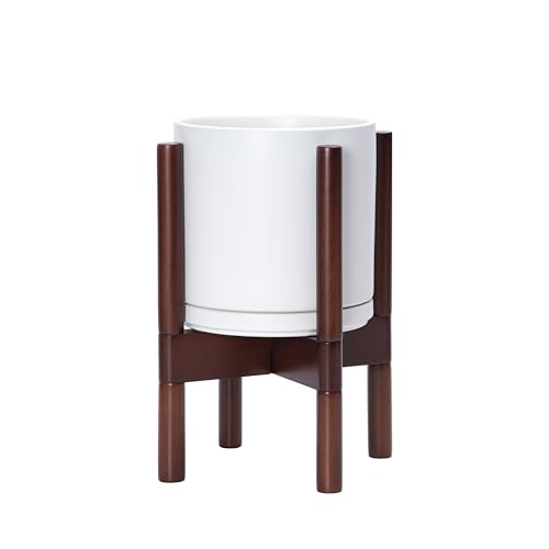 White Ceramic Planter with Stand B726