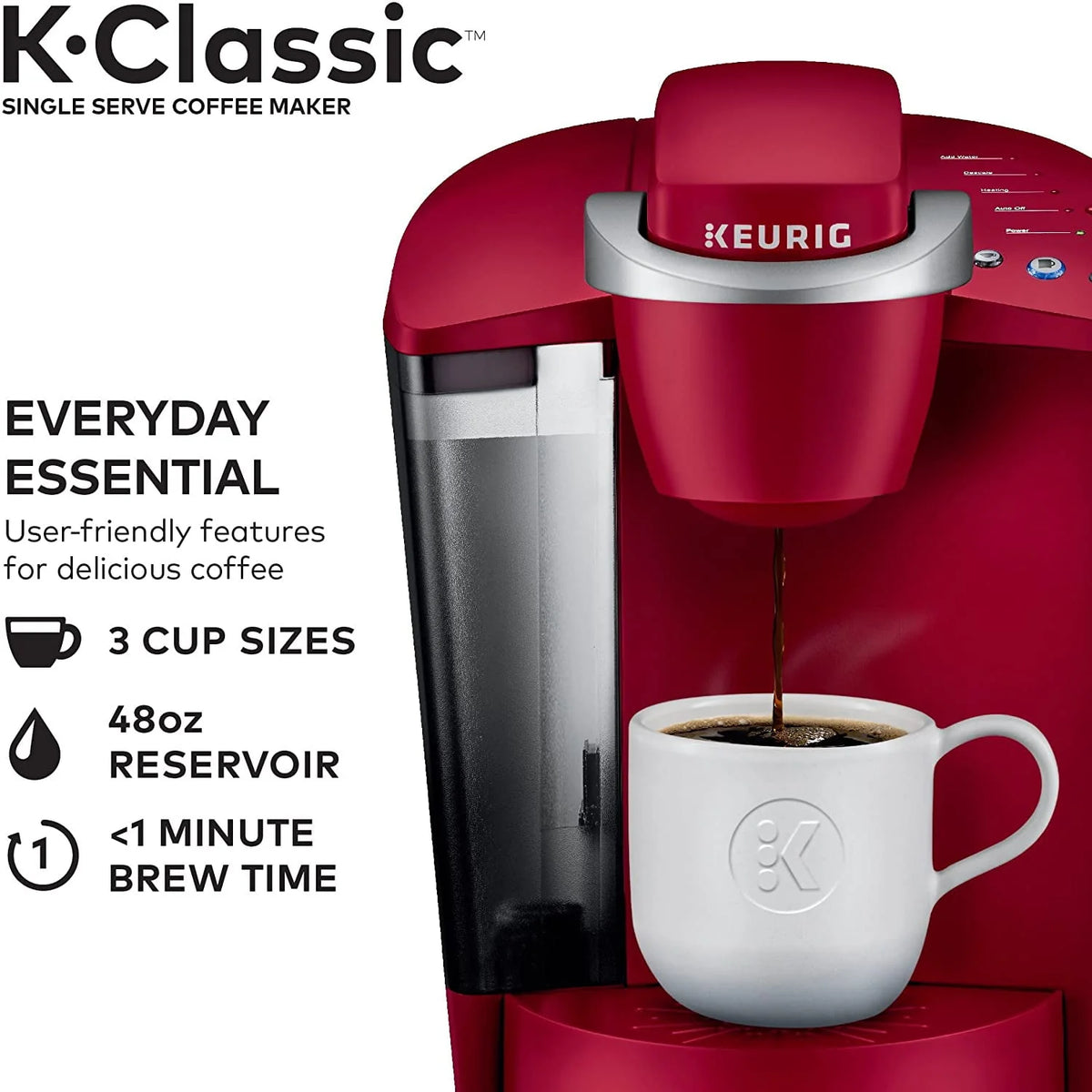 Single Serve Coffee Maker, 6 to 10 oz. Brew Sizes D81324