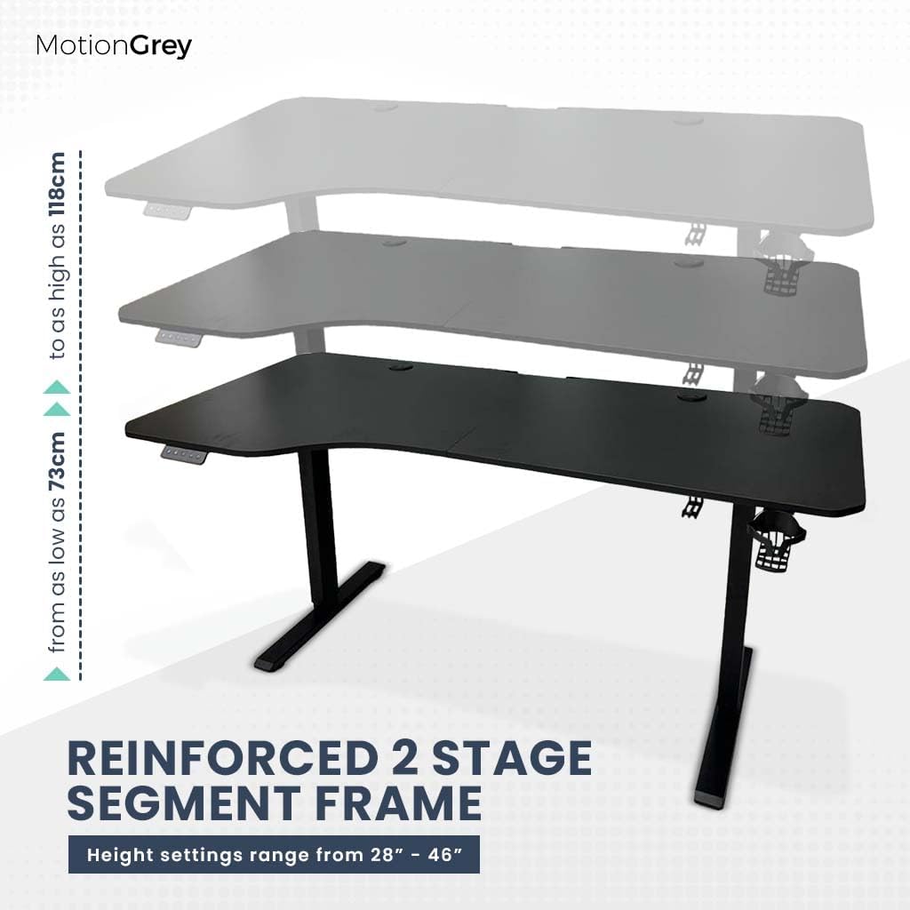 Adjustable L Shaped Electric Standing Desk with Black Frame G416