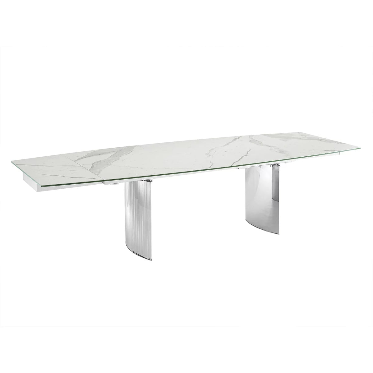 White Marbled Porcelain Top Motorized Dining Table L428
