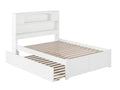 White Full Solid Wood Platform Bed with Footboard & Trundle T737