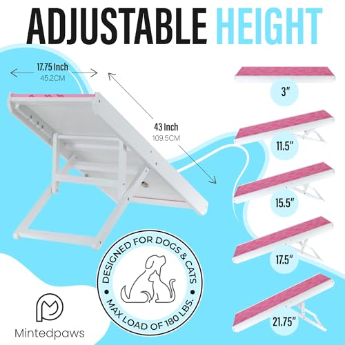 43" Long Adjustable Grey Anti-Slip Rubber Dog Ramp J10042
