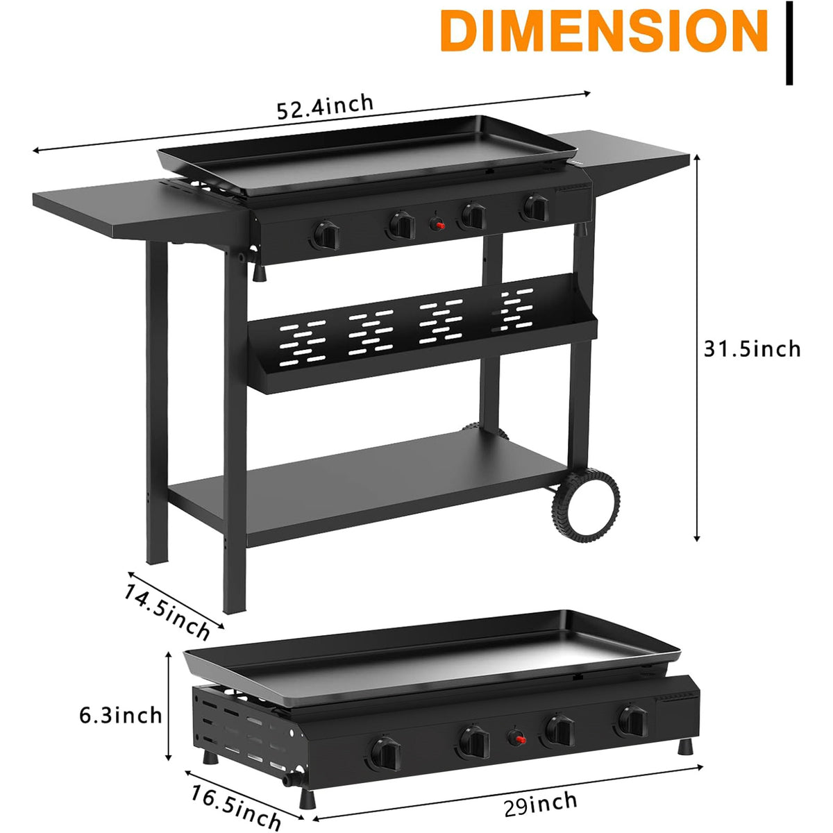 4-Burner Propane Gas BBQ Grill Cooking Station A4334