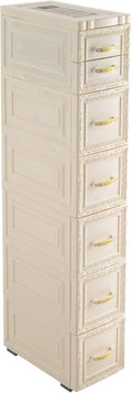 6 Tier Narrow Storage Cabinet with Drawers and Casters A109051