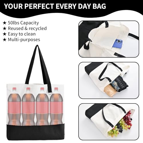6 Pack Canvas Tote Bags with Zipper M152720