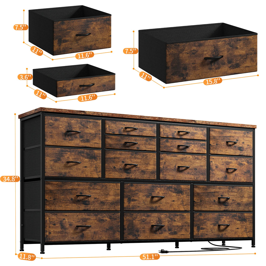 White 16 Drawer Dresser with Power Outlet O569549