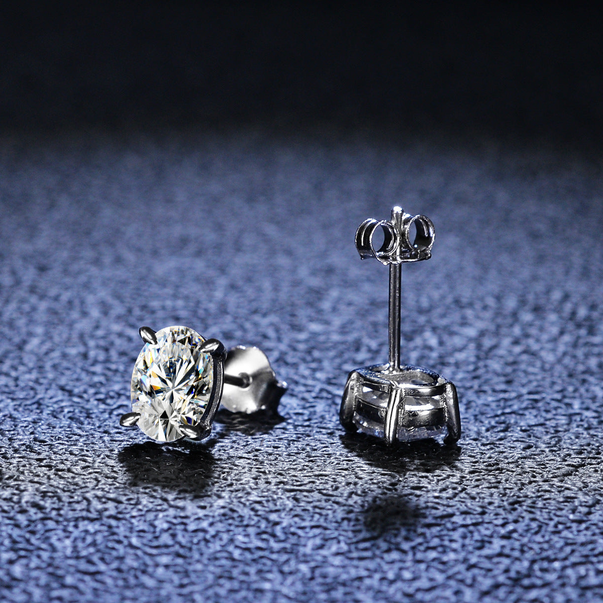 Oval Cut Moissanite Stud Earrings, 925 Sterling Silver, D Color VVS1 Clarity, 2ct K16493