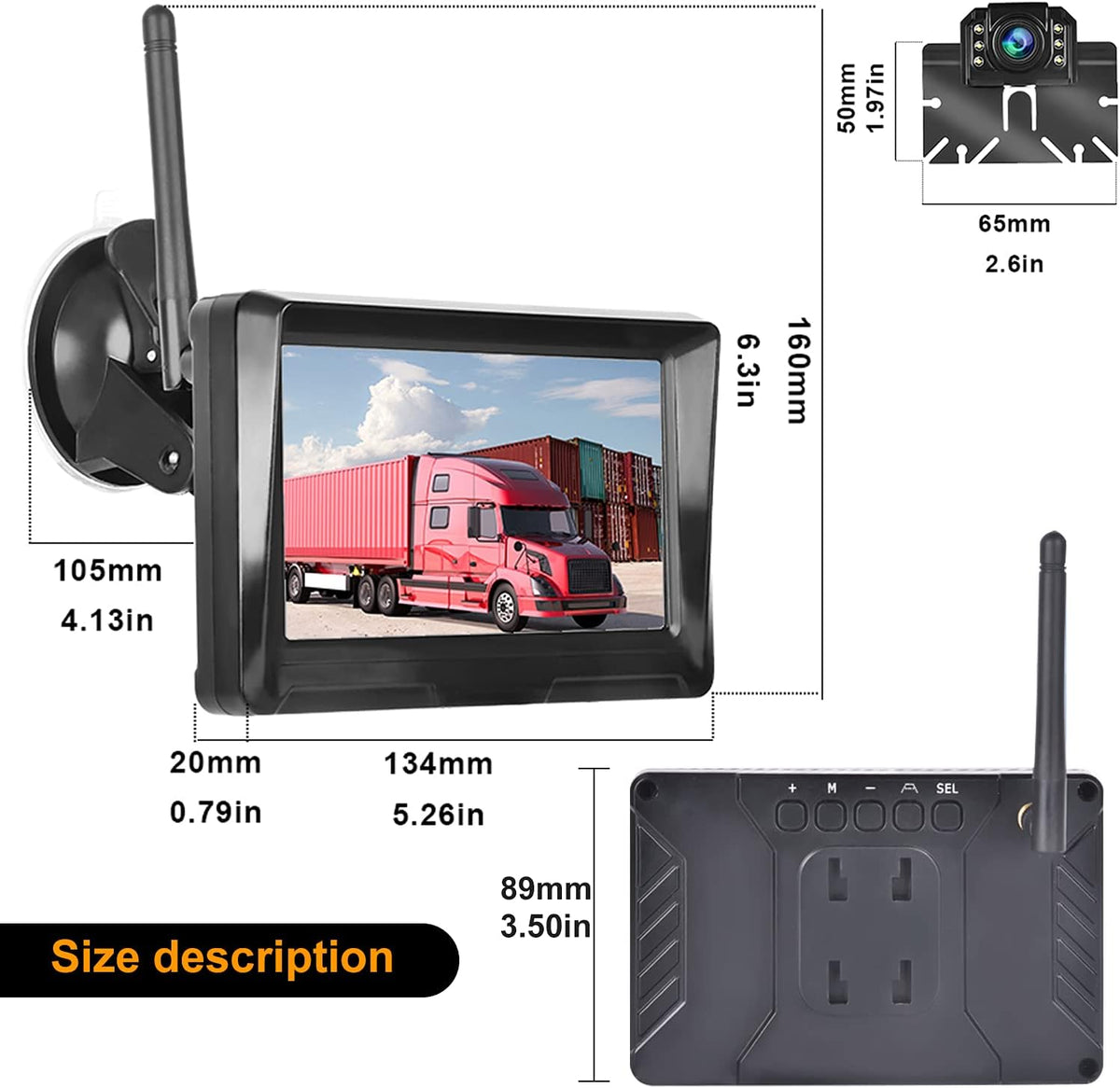 5 Inch Wireless Backup Camera Monitor Kit 1080P HD Waterproof Night Vision Wide Viewing Angle Rear View Camera X4526