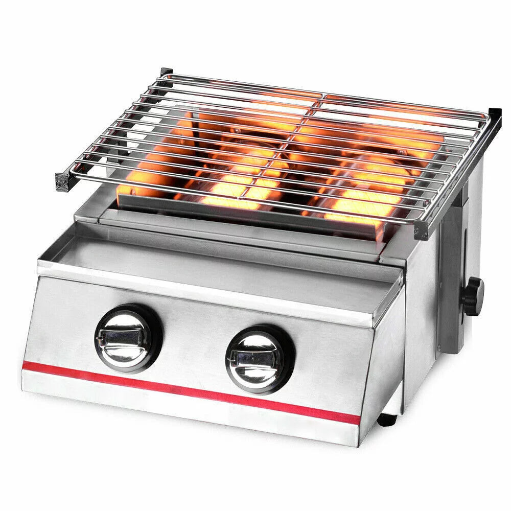 2 Burners Portable Stainless Steel Gas Grill D199674