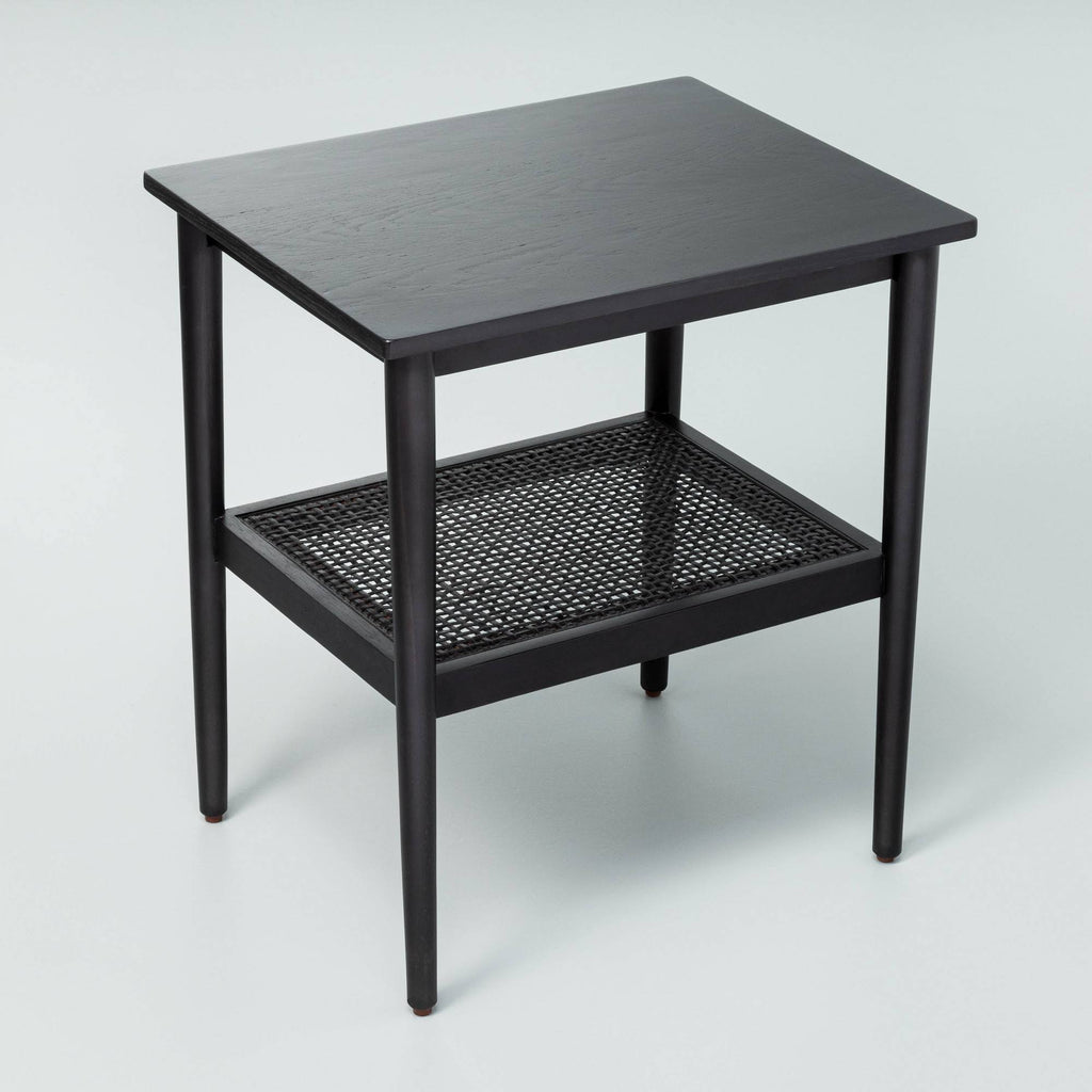 Black Wood & Cane Accent Table S91729
