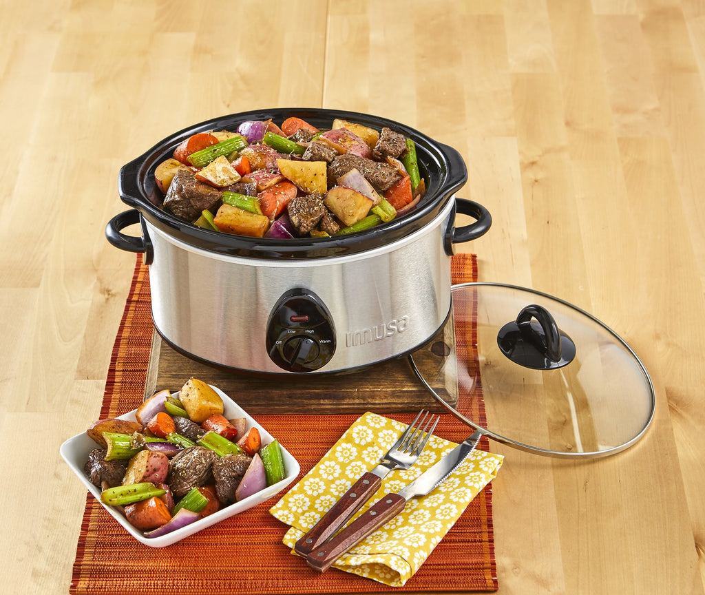 5 Quart Stainless Steel Slow Cooker with Glass Lid and Detachable Base G8391