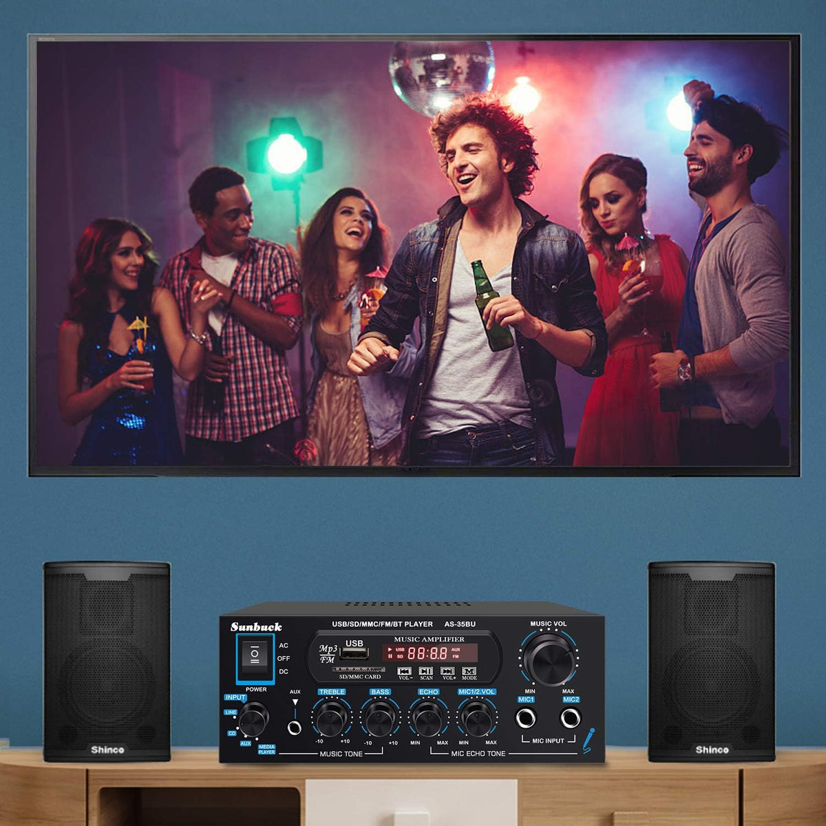 200W Dual Channel Wireless Bluetooth Stereo Amplifier Receiver M36143