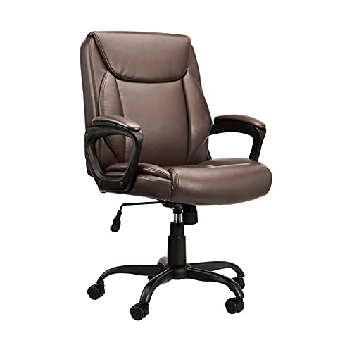 Black Padded Mid-Back Adjustable Office Chair with Armrest K142317