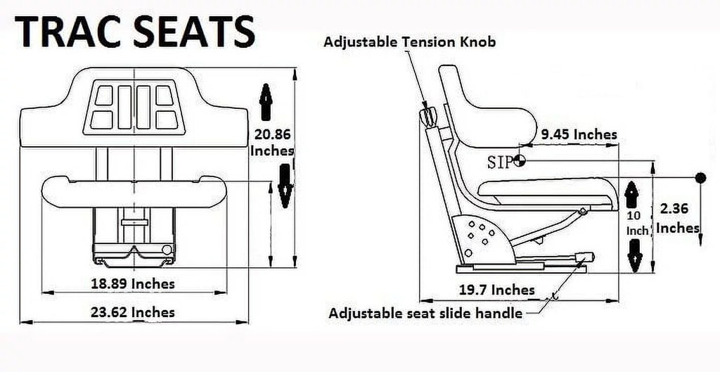 Black Tractor Suspension Seat M986