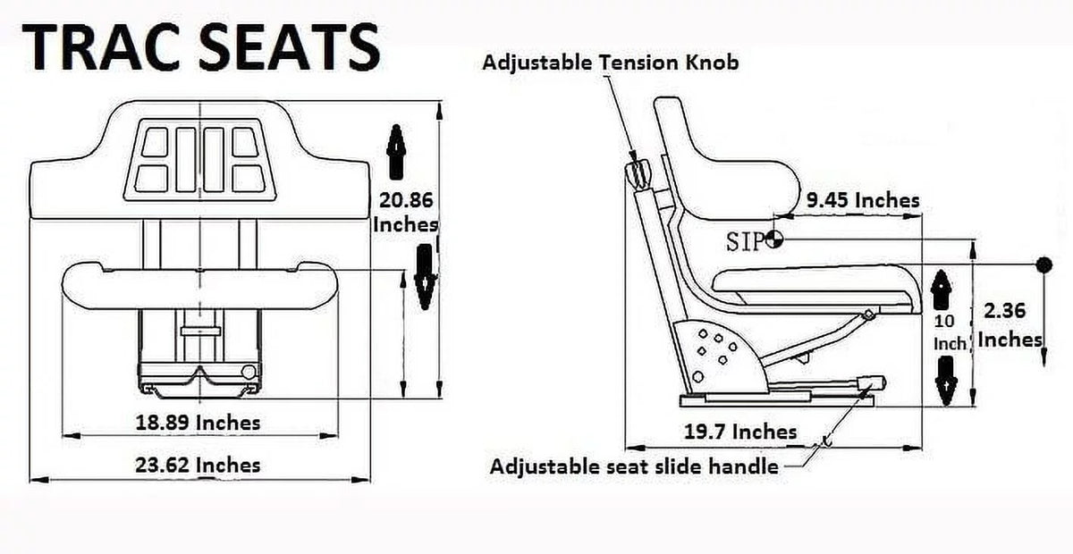 Black Tractor Suspension Seat M986