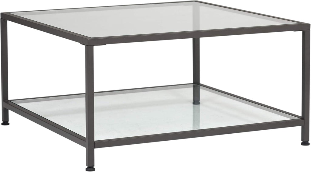 Pewter End Table with Clear Glass U774555