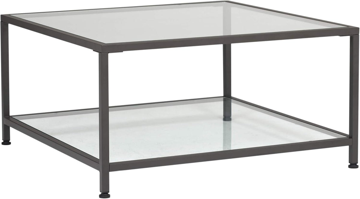 Pewter End Table with Clear Glass U774555