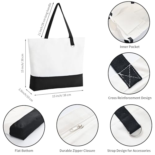 6 Pack Canvas Tote Bags with Zipper M152720