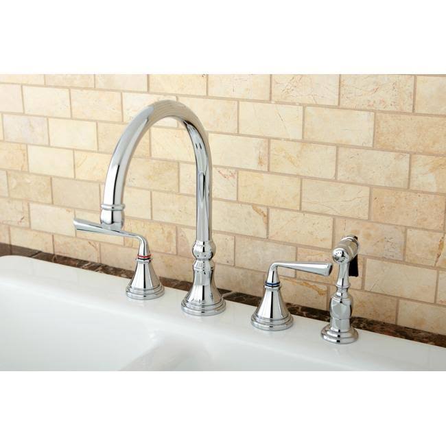 Polished Brass Widespread Kitchen Faucet with Sprayer F905338