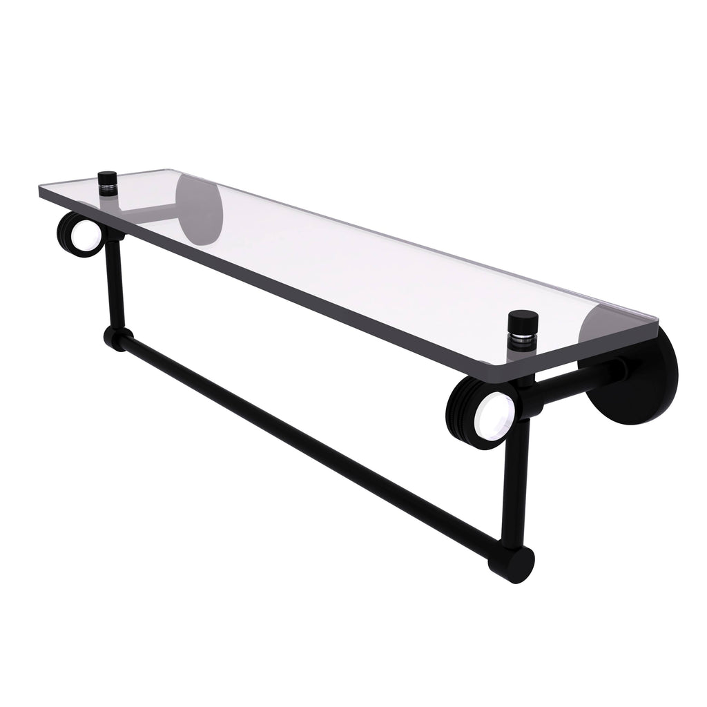 Matte Black Glass Shelf with Towel Bar O967186