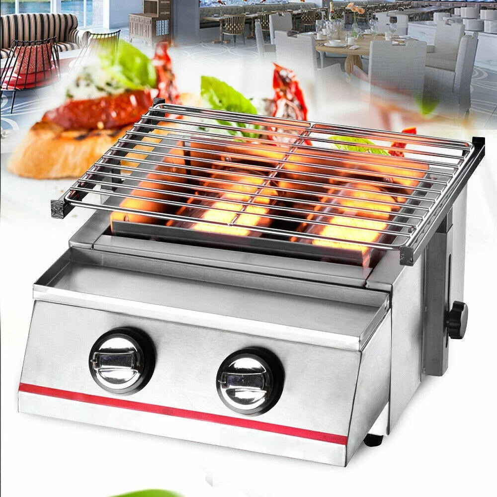 2 Burners Portable Stainless Steel Gas Grill D199674