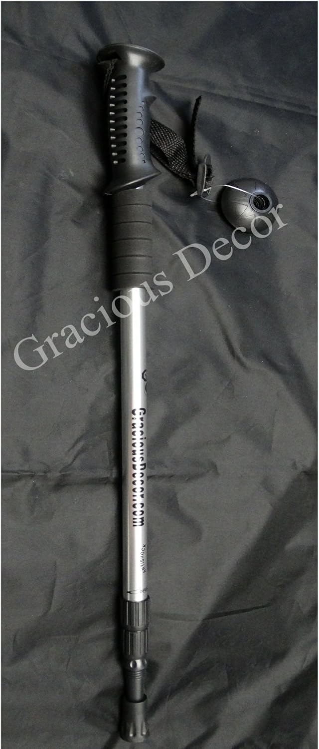 Expandable Walking Hiking Trekking Pole Cane Stick with Compass on Grip Wrist Strap K6170
