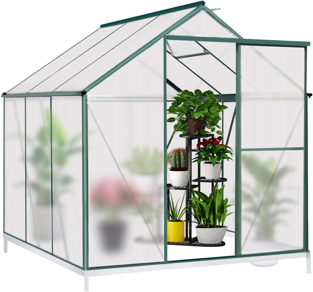 Polycarbonate Greenhouse with Sliding Door 8' x 6' P37954