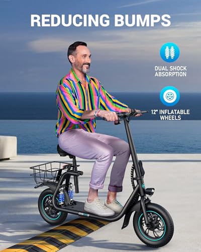 Black 12" Electric Scooter with Basket Z601
