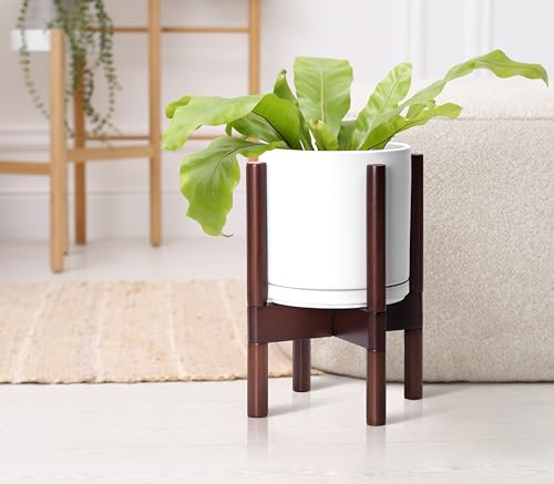 White Ceramic Planter with Stand B726