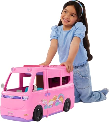 Dream Camper Playset with Roof Tent, Swing Chair, Fishing Pond, BBQ Grill & 60+ Accessories J917