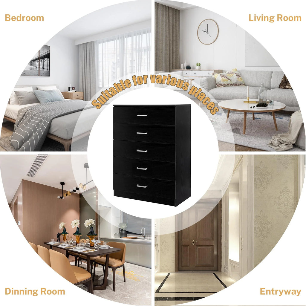 Black 5 Drawer Dresser V87286