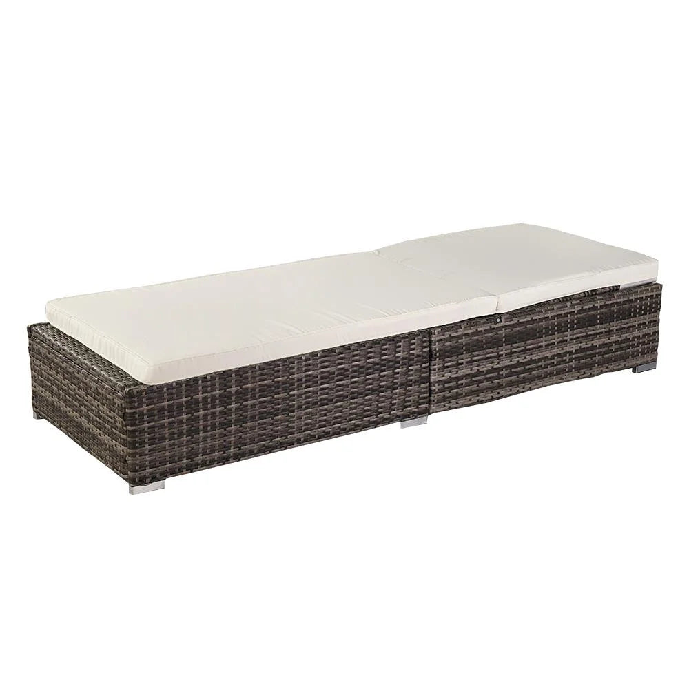 Adjustable Pool Chaise Lounge Chair PE Wicker with Cushion P473