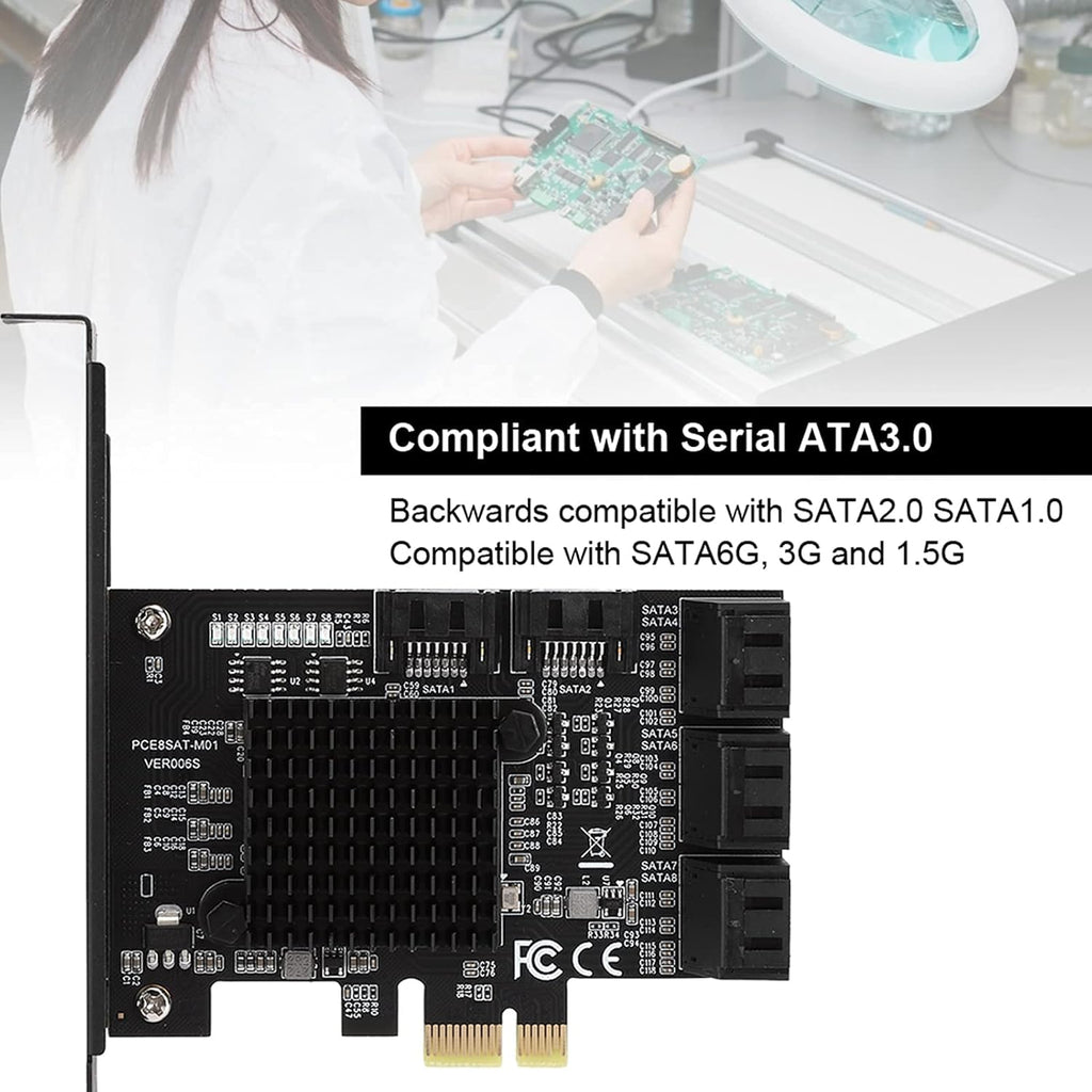 8 Ports PCI-E to SATA 3.0 Expansion Card with Driver Disc U93797
