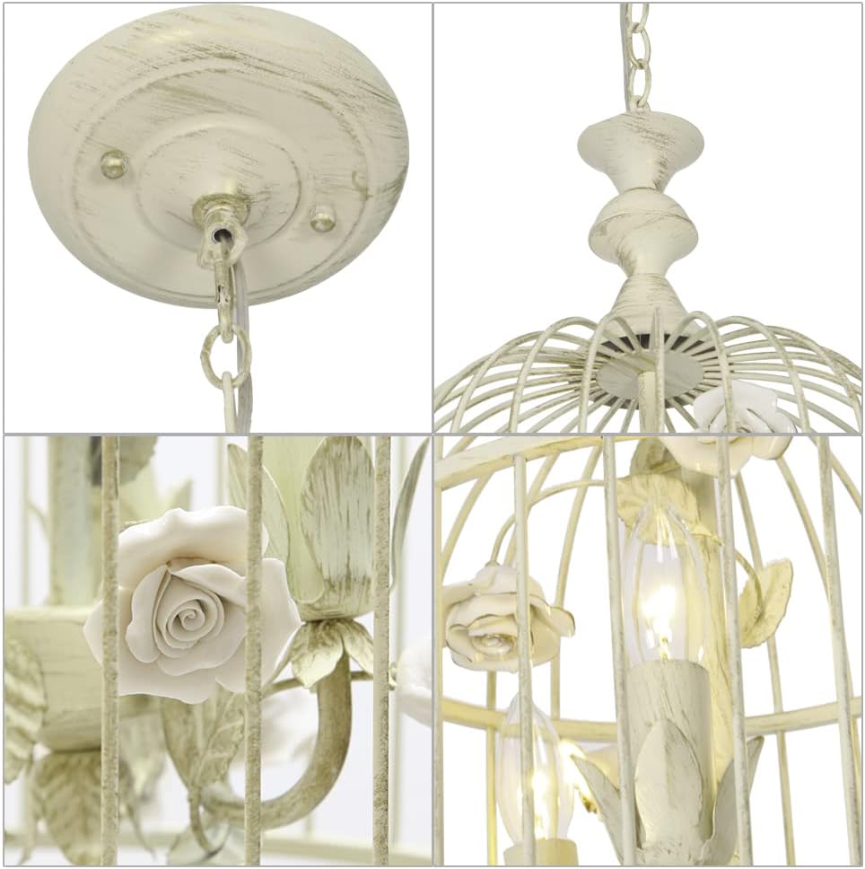 3-Lights Ceramic Rustic Chandelier L573114