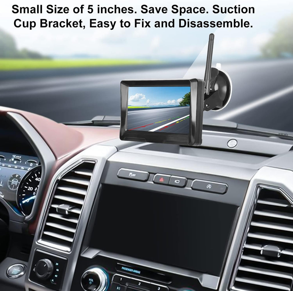 5 Inch Wireless Backup Camera Monitor Kit 1080P HD Waterproof Night Vision Wide Viewing Angle Rear View Camera X4526