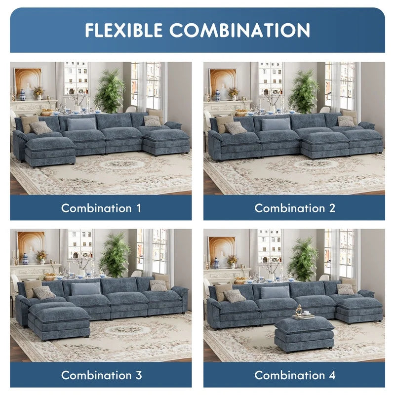 3 Seats L-Shaped Sectional Sofa with Movable Ottoman Z26519