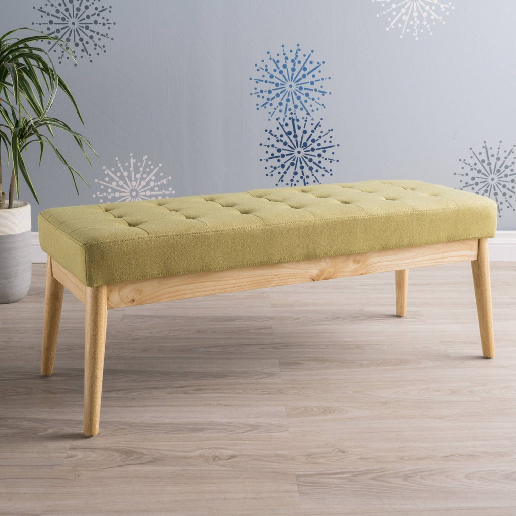 Green Tufted Fabric Ottoman Bench Y98796