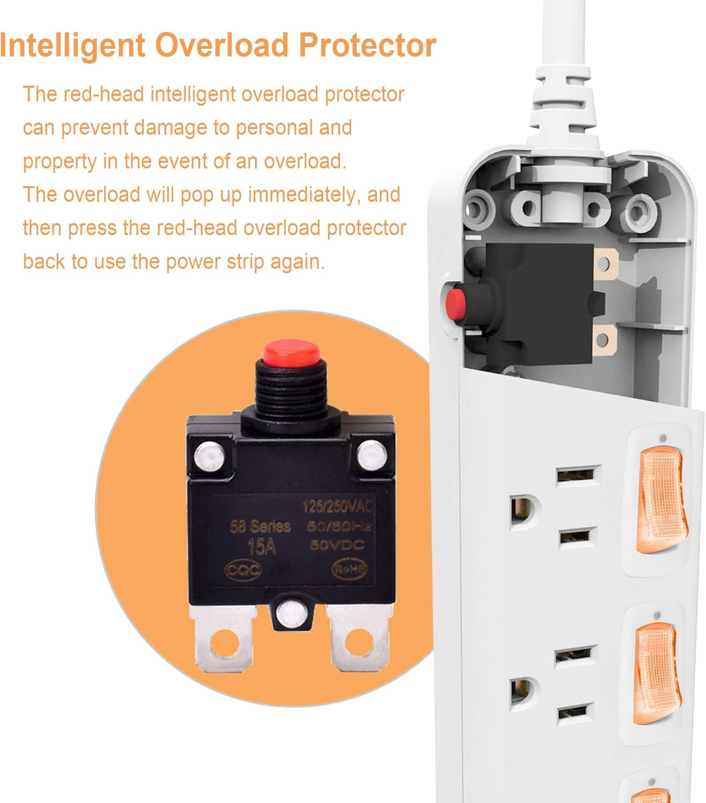 4 Outlets Surge Protector Power Strip 6 ft Cord T28794