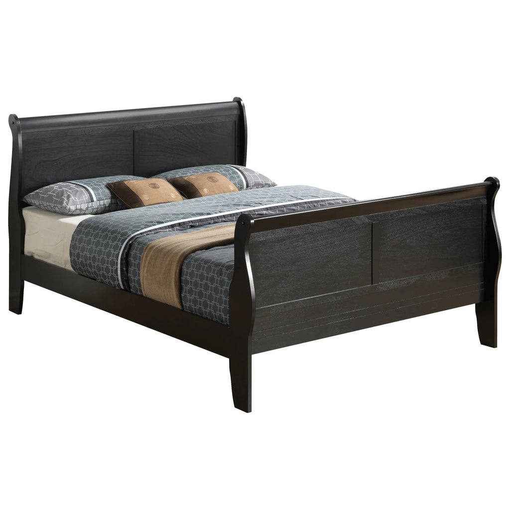 Black King Size Sleigh Wood Bed W535791