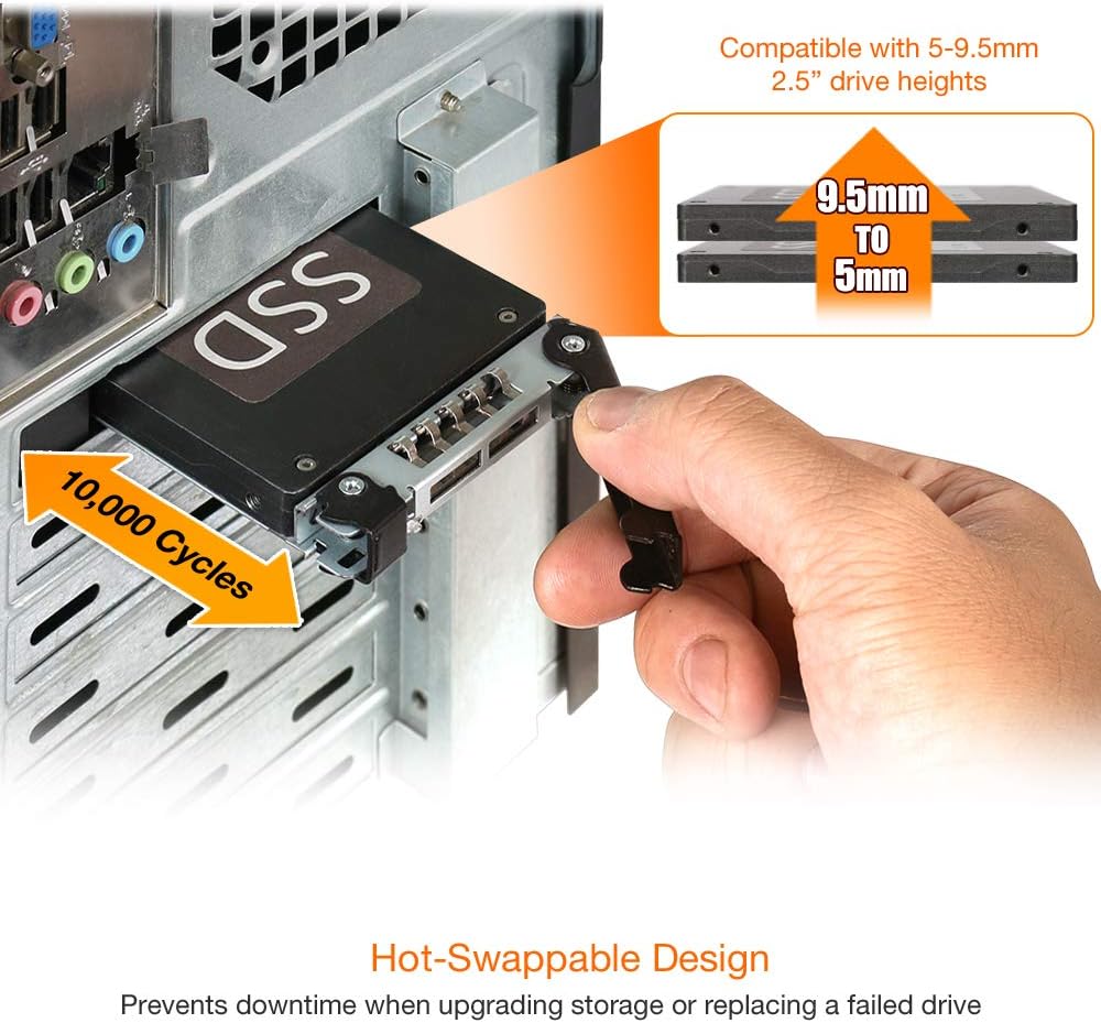 2.5" SATA SSD/HDD to PCIe 2.0 x1 Hot-Swap Mobile Rack for PCIe Expansion Slots, Pack of 2 A3066