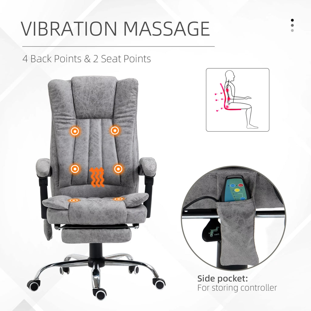Gray Microfiber High Back Office Chair with Massage and Footrest F575